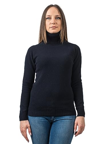 Dalle Piane Cashmere - Rollkragenpullover aus 100% regeneriertem Kaschmir - Made in Italy - Damen, Farbe: Blau, Größe: M von Dalle Piane Cashmere
