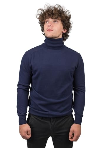 Dalle Piane Cashmere - Rollkragenpullover aus gemischtem Kaschmir, Made in Italy - Herren, Farbe: Blau, Größe: L von Dalle Piane Cashmere