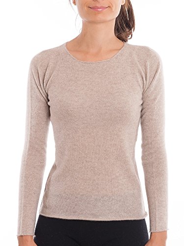 Dalle Piane Cashmere - Rundhalsausschnitt 100% Kaschmir, Made in Italy - Damen, Farbe: Beige, Größe: L von Dalle Piane Cashmere