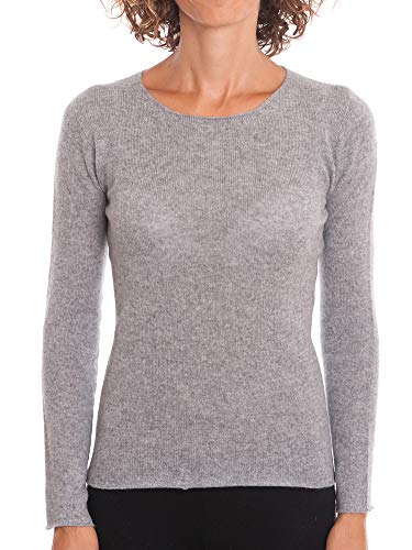 Dalle Piane Cashmere - Rundhalsausschnitt 100% Kaschmir, Made in Italy - Damen, Farbe: Grau, Größe: XL von Dalle Piane Cashmere