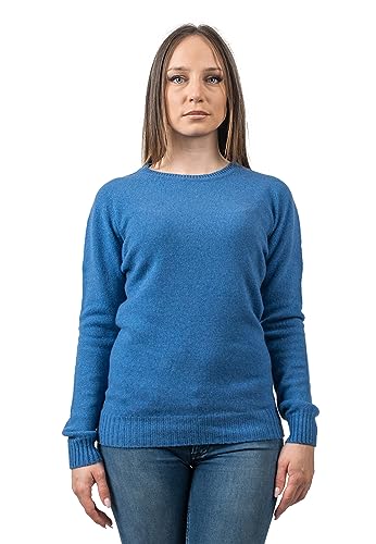 Dalle Piane Cashmere - Rundhalsausschnitt aus 100% regeneriertem Kaschmir - Damen, Farbe: Hellblau, Größe: L von Dalle Piane Cashmere