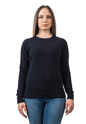 Dalle Piane Cashmere - Rundhalsausschnitt aus 100% regeneriertem Kaschmir - Made in Italy - Damen, Farbe: Blau, Größe: M von Dalle Piane Cashmere