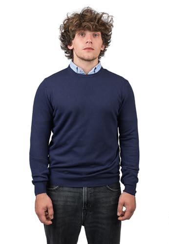 Dalle Piane Cashmere - Rundhalsausschnitt aus gemischtem Kaschmir, Made in Italy - Herren, Farbe: Blau, Größe: XL von Dalle Piane Cashmere