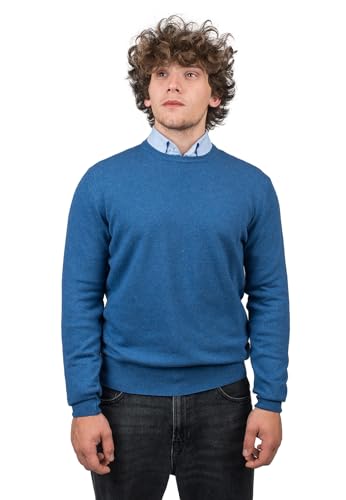 Dalle Piane Cashmere - Rundhalsausschnitt aus gemischtem Kaschmir, Made in Italy - Herren, Farbe: Blu Royal, Größe: 3XL von Dalle Piane Cashmere