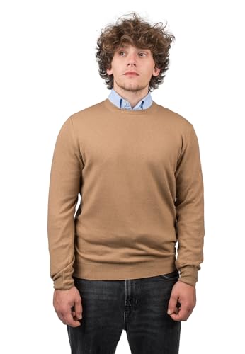 Dalle Piane Cashmere - Rundhalsausschnitt aus gemischtem Kaschmir, Made in Italy - Herren, Farbe: Kamel, Größe: XXL von Dalle Piane Cashmere