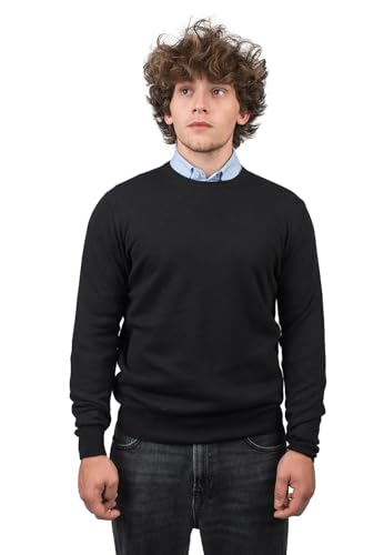 Dalle Piane Cashmere - Rundhalsausschnitt aus gemischtem Kaschmir, Made in Italy - Herren, Farbe: Schwarz, Größe: 3XL von Dalle Piane Cashmere