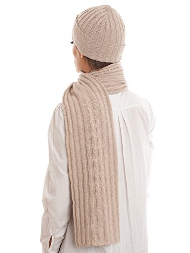 Dalle Piane Cashmere - Schal und hut aus Kaschmir-Gemisch - für Damen/Herren, Farbe: Beige, Einheitsgröße von Dalle Piane Cashmere