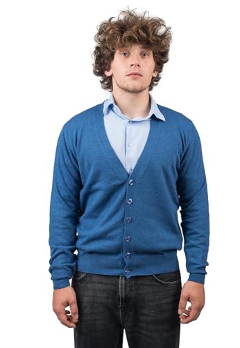 Dalle Piane Cashmere - Strickjacke aus gemischtem Kaschmir, Made in Italy - Herren, Farbe: Blu Royal, Größe: S von Dalle Piane Cashmere