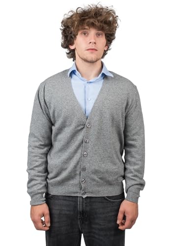 Dalle Piane Cashmere - Strickjacke aus gemischtem Kaschmir, Made in Italy - Herren, Farbe: Grau, Größe: XL von Dalle Piane Cashmere