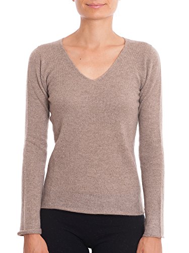 Dalle Piane Cashmere - V-Ausschnitt 100% Kaschmir, Made in Italy - Damen, Farbe: Nerz, Größe: L von Dalle Piane Cashmere