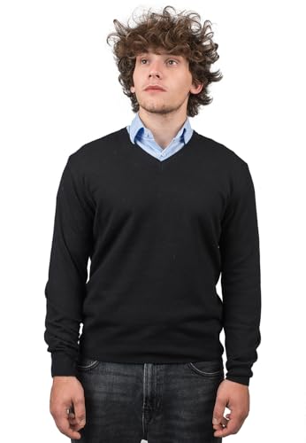 Dalle Piane Cashmere - V-Ausschnitt aus gemischtem Kaschmir, Made in Italy - Herren, Farbe: Schwarz, Größe: 3XL von Dalle Piane Cashmere