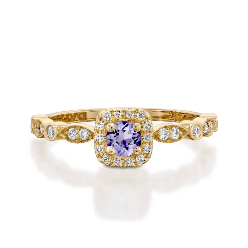 Amethyst Ringe, Lila Verlobungsring, Diamant Natürlicher Ring, Rose Gold Ring von DallerJewelry