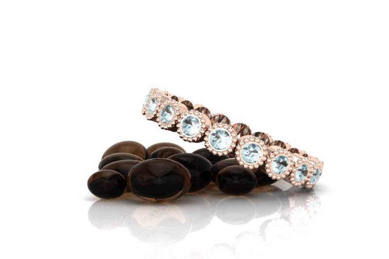 Milgrain Eternity Band, Aquamarin Verlobungsring Roségold, Ring Ewigkeit, Volles Stapelringe Roségold Milgrain Eternity Band, Aquamarin Verlobungsring Roségold, Ring Ewigkeit, Volles Stapelringe Roségold von DallerJewelry