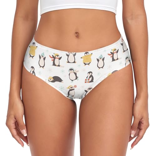 Dallonan Damen Unterwäsche Slip Atmungsaktiv Weiche Bambusfaser Höschen Lustig Pinguin Tier Warm Winter, mehrfarbig, 36 von Dallonan