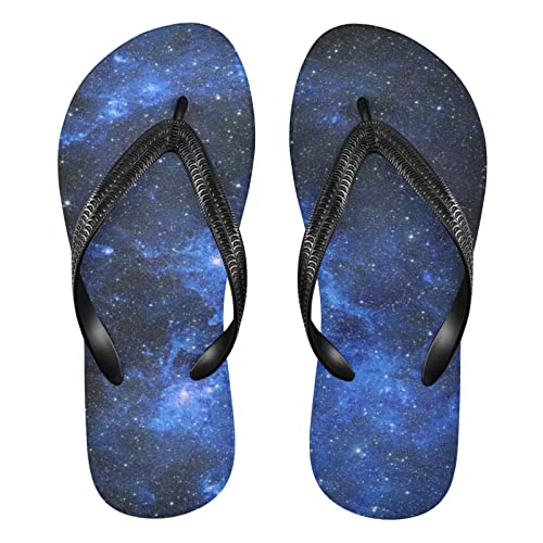 Dallonan Flip Flops Blau Stars Sternenhimmel Sommer Unisex Zehensandalen Strand Sandalen, Blue Stars Sternenhimmel, XX-Large von Dallonan