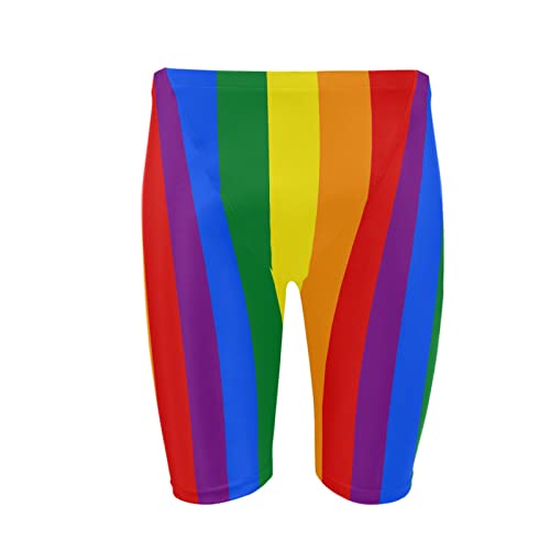 Dallonan Herren-Badehose, Regenbogen-Flagge, gestreift, schnelltrocknend, athletischer Badeanzug, Regenbogen-Flagge, gestreift, XL Kurz von Dallonan