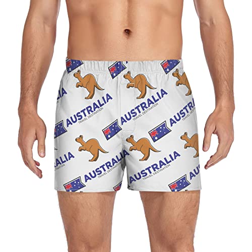 Dallonan Herren Boxershorts Herren Unterwäsche Slips Casual Boxer Atmungsaktiv Sport Weich Australien Symbol Känguru Flagge Klein, mehrfarbig, L von Dallonan