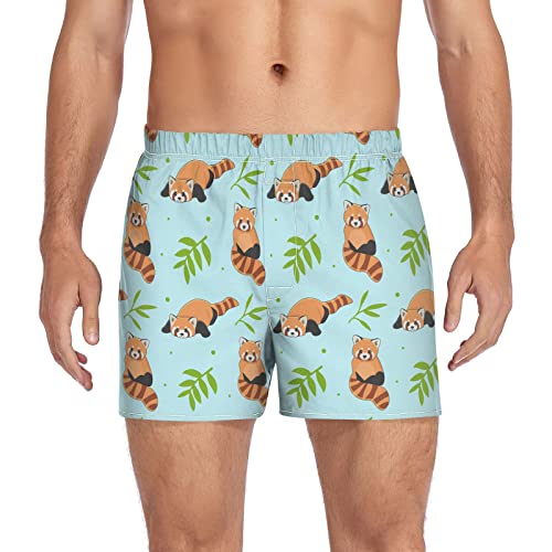 Dallonan Herren Boxershorts Herren Unterwäsche Slips Casual Boxer Atmungsaktiv Sport Weich Rot Panda Bambus Klein, mehrfarbig, L von Dallonan