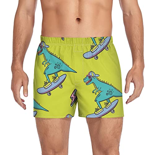 Dallonan Herren Boxershorts Herren Unterwäsche Slips Casual Boxer Atmungsaktiv Sport Weich Skateboard Dino Small, mehrfarbig, M von Dallonan
