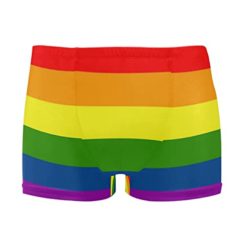 Dallonan Pride Pride Gay Pride Herren Schwimm-Boxershorts, gestreift, schnelltrocknend, sportlicher Badeanzug, Pride Gay Pride Regenbogen gestreift, XXX-Large von Dallonan