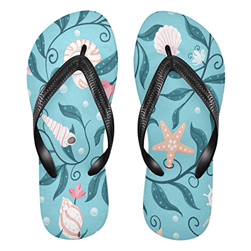 Dallonan Unisex Flip Flops Seestern Muscheln Gummi Zehensandalen, Weiße Seestern-Muscheln, Large von Dallonan