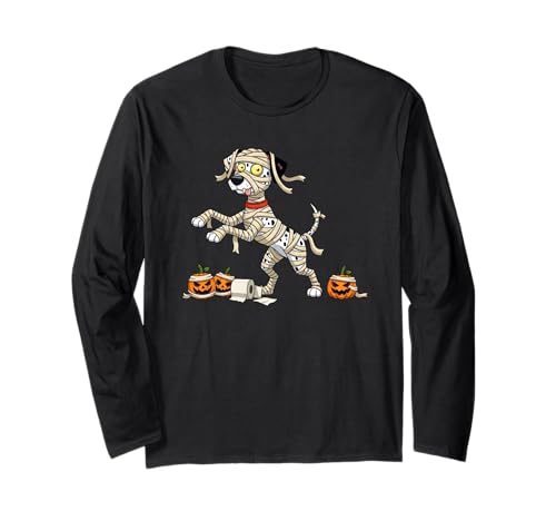 Lustiger Dalmatiner-Mumien-Kürbis Halloween Kinder Herren Damen Langarmshirt von Dalmatian Lovers Cute Halloween Outfits Boy Girl
