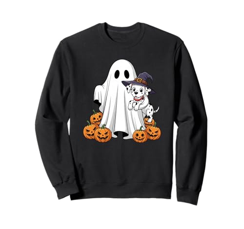 Lustiger Geist Dalmatiner Kürbis Halloween Kinder Herren Damen Sweatshirt von Dalmatian Lovers Cute Halloween Outfits Boy Girl