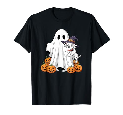 Lustiger Geist Dalmatiner Kürbis Halloween Kinder Herren Damen T-Shirt von Dalmatian Lovers Cute Halloween Outfits Boy Girl