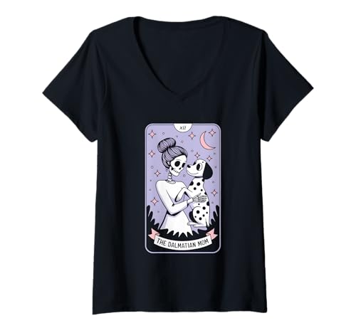 Damen The Dalmatiner Mom T-Shirt mit V-Ausschnitt von Dalmatian Mama Tarot