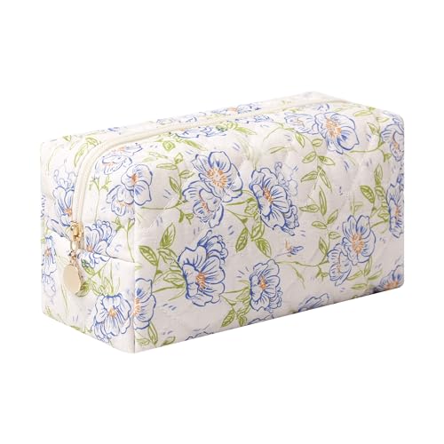 Dalulu Federmäppchen mit Blumenmuster, niedlich, für Studenten, Make-up-Tasche, Make-up-Tasche, Organizer, groß, blaue Blumen Dalulu Federmäppchen mit Blumenmuster, niedlich, für Studenten, Make-up-Tasche, Make-up-Tasche, Organizer, groß, blaue Blumen von Dalulu