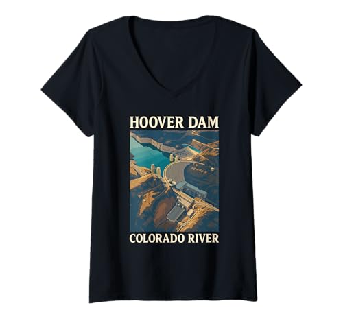 Damen Hoover-Talsperre Nevada Arizona Colorado River Engineering Vegas T-Shirt mit V-Ausschnitt Damen Hoover-Talsperre Nevada Arizona Colorado River Engineering Vegas T-Shirt mit V-Ausschnitt von Dam Tees