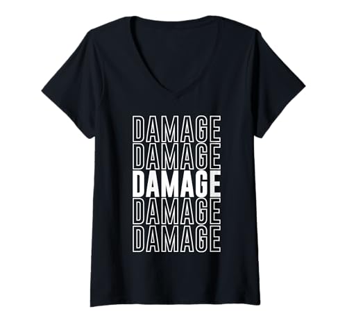 Damen Schäden T-Shirt mit V-Ausschnitt von Damage Apparel