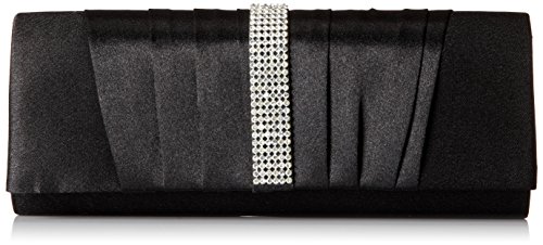 Damara Damen Clutch mit Plisseefalten und Kristallen, Abendtasche, Schwarz, 42 von Damara