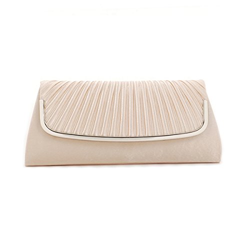 Damara Damen Clutch/Abendtasche, plissiert, Satin, champagnerfarben, 36 von Damara