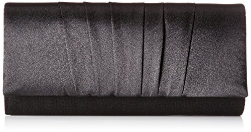 Damara Damen-Clutch, Satin, plissiert, Hochzeit, Braut, Abschlussball, Abendtasche, Black, Large von Damara