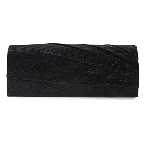 Damara Damen Schräg Faltenwurf Schimmert Clutch Abendtasche,Schwarz von Damara