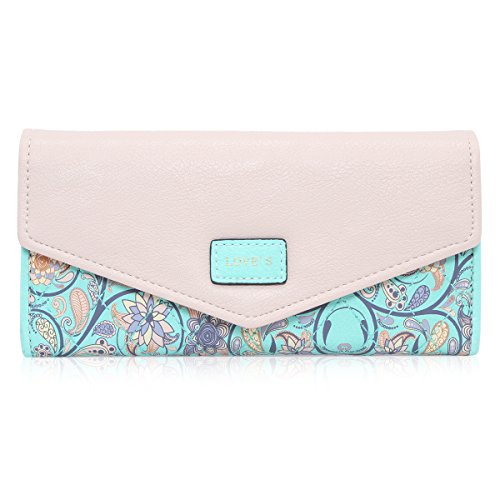 Damara Elegant Blume Muster Frisch Fashion Süß Elegant Damen Portemonnaie Geldbörse, Grün von Damara