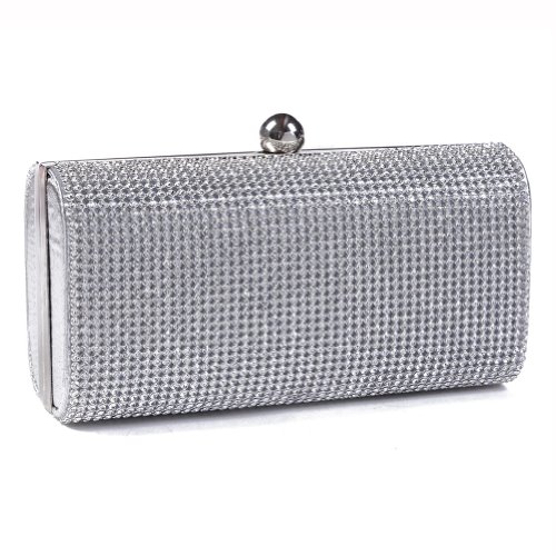 Damara Mini Glitzernde Strassstein Damen Hartschalen Clutch Abendtasche,Silber von Damara