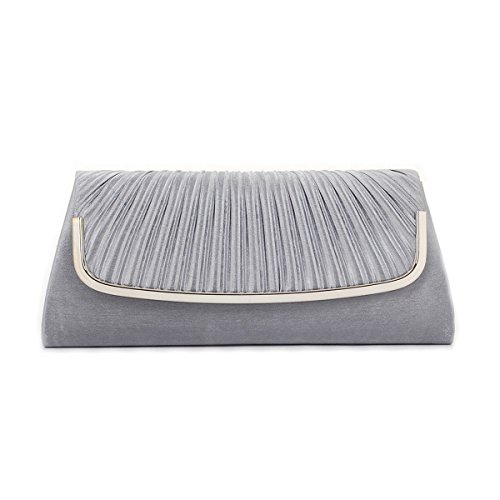 Damara Schlichte, plissierte Damen-Clutch aus Satin, grau, 44.5 EU von Damara