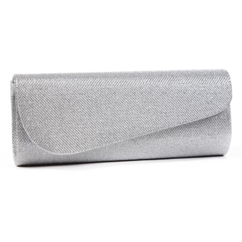 Damara Schräg Abdeckung Shimmert Damen Clutch Abendtasche,Silber von Damara