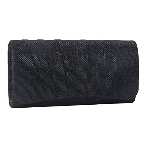 Damara Shimmert Mitte Falten Damen Clutch Handtasche,Schwarz von Damara