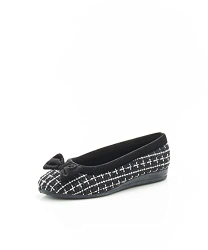 Damart Damen Ballerine Niedrige Hausschuhe, Schwarz (Noir Carreaux 57048-17014-), 39 EU von Damart