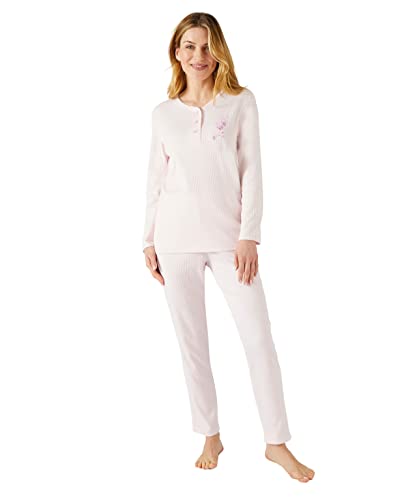 Damart Damen Pyjama aus Interlock-Mesh, gerippt, langärmelig Pyjamaset, Rosa, 36 von Damart