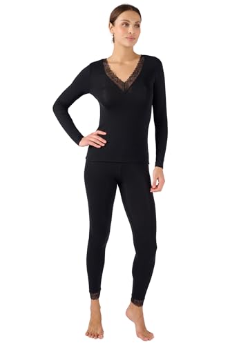 Damart Damen T-Shirt Dentelle Manches Longues Thermolactyl Sens, Schwarz, 38 Damart Damen T-Shirt Dentelle Manches Longues Thermolactyl Sens, Schwarz, 38 von Damart