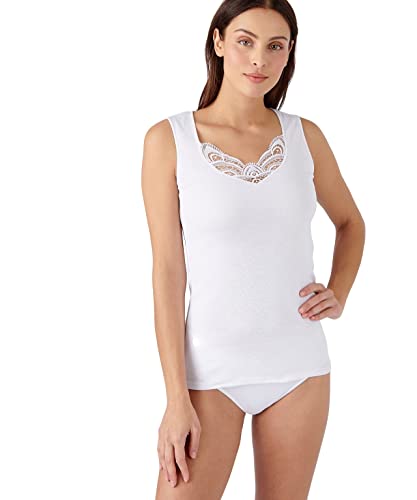 Damart Damen Tanktop mit Guipure T-Shirt, Weiß, XXL Damart Damen Tanktop mit Guipure T-Shirt, Weiß, XXL von Damart