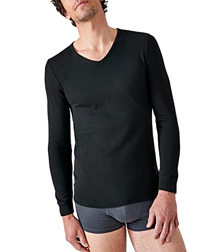 Damart Herren Haut Col V Maille Interlock Thermolactyl Degré 3 Thermounterwäsche-Oberteil, Schwarz, XL von Damart