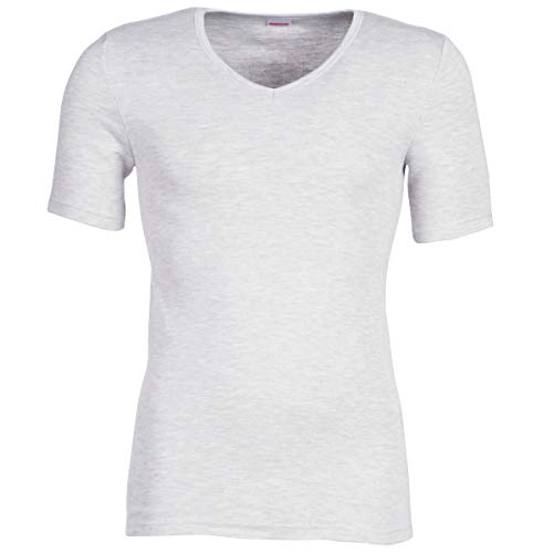 Damart Herren T-Shirt mit V-Ausschnitt, Interlock, Thermolactyl Grad 3 Thermounterwäsche-Oberteil, grau meliert, XXL von Damart