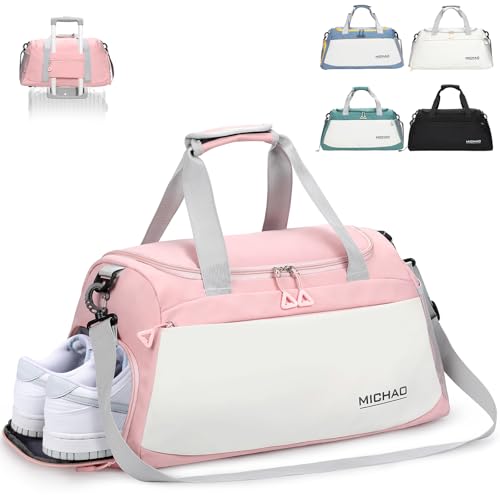 Damcyer Reisetasche Sporttasche Damen Reisetasche Groß 48x23x27 Sporttasche Mit Schuhfach Und Nassfach Wasserfest Handtasche Duffle Bag Für Sport & Reisen Für Männer Und Frauen, Weiß+Rosa Damcyer Reisetasche Sporttasche Damen Reisetasche Groß 48x23x27 Sporttasche Mit Schuhfach Und Nassfach Wasserfest Handtasche Duffle Bag Für Sport & Reisen Für Männer Und Frauen, Weiß+Rosa von Damcyer