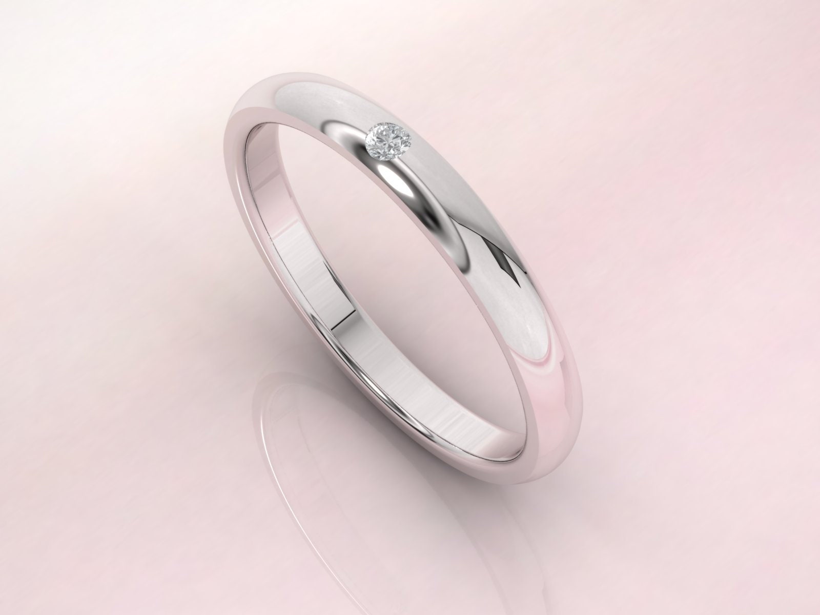 Diamant Ehering. Gold Zierlicher Ring. Erhältlich in 9K, 14K, 18K Oder Platinum von DameJewelry