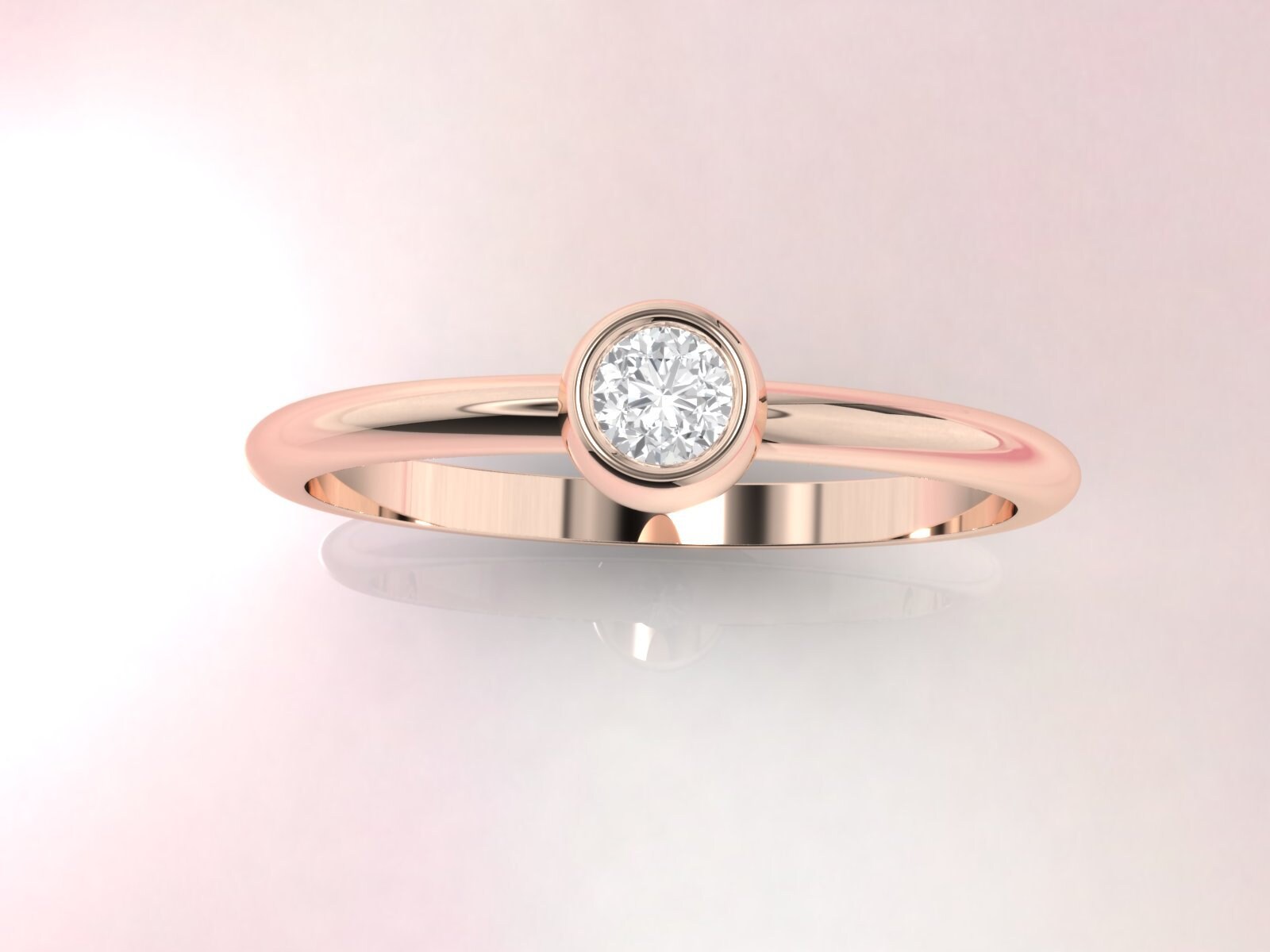 Diamant Ring. Verlobungsring. Zierlicher 14K, 18K Oder Platin von DameJewelry